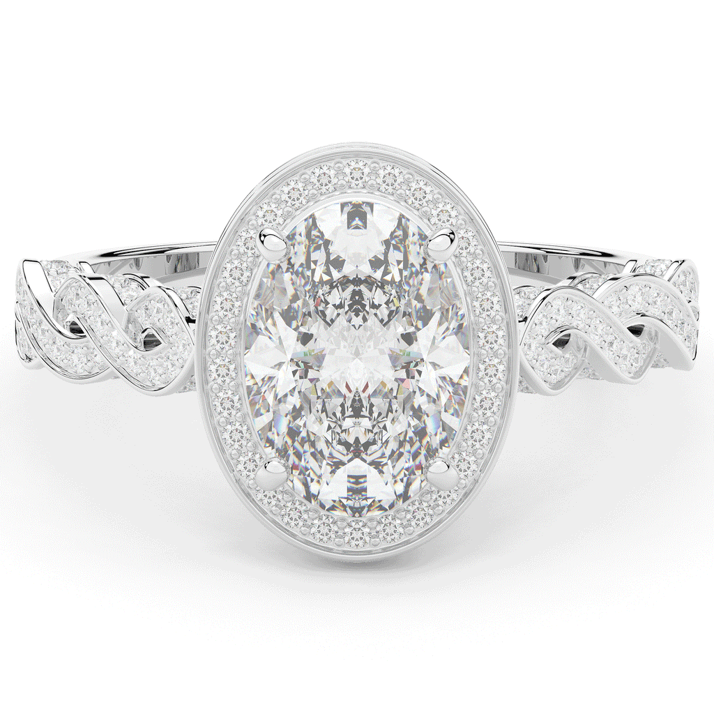 3.10CT.TW OVAL LAB DIAMOND HALO ENGAGEMENT RING - Nazarelle