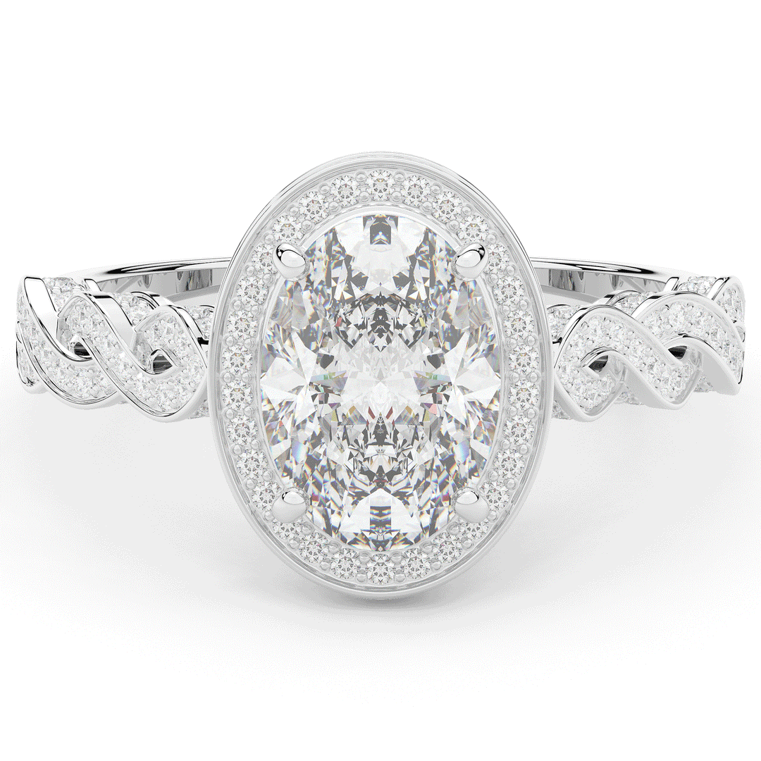 3.10CT.TW OVAL LAB DIAMOND HALO ENGAGEMENT RING - Nazarelle