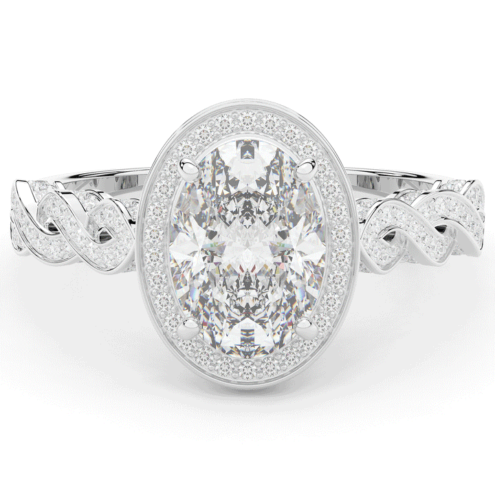 3.10CT.TW OVAL LAB DIAMOND HALO ENGAGEMENT RING - Nazarelle