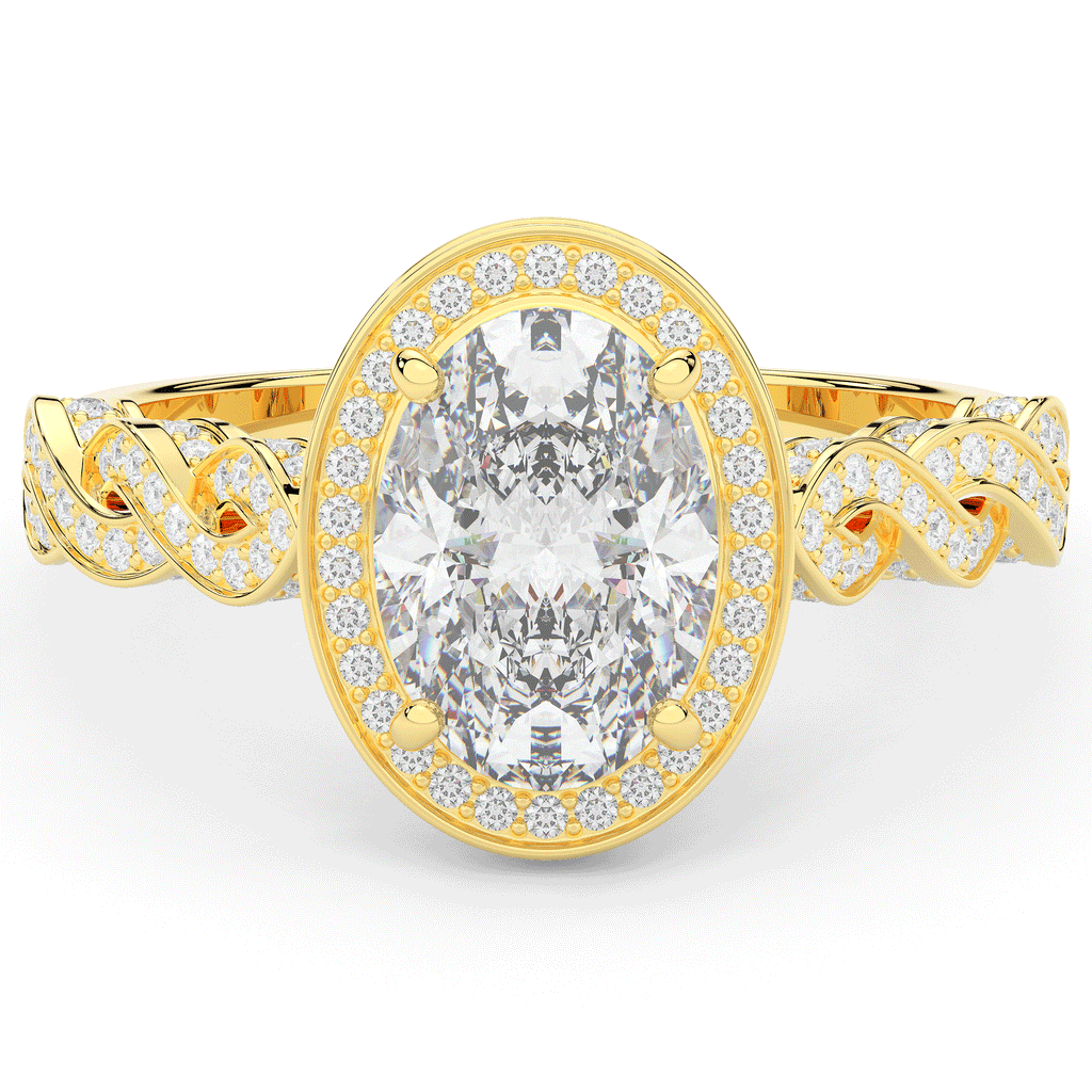 3.10CT.TW OVAL LAB DIAMOND HALO ENGAGEMENT RING - Nazarelle