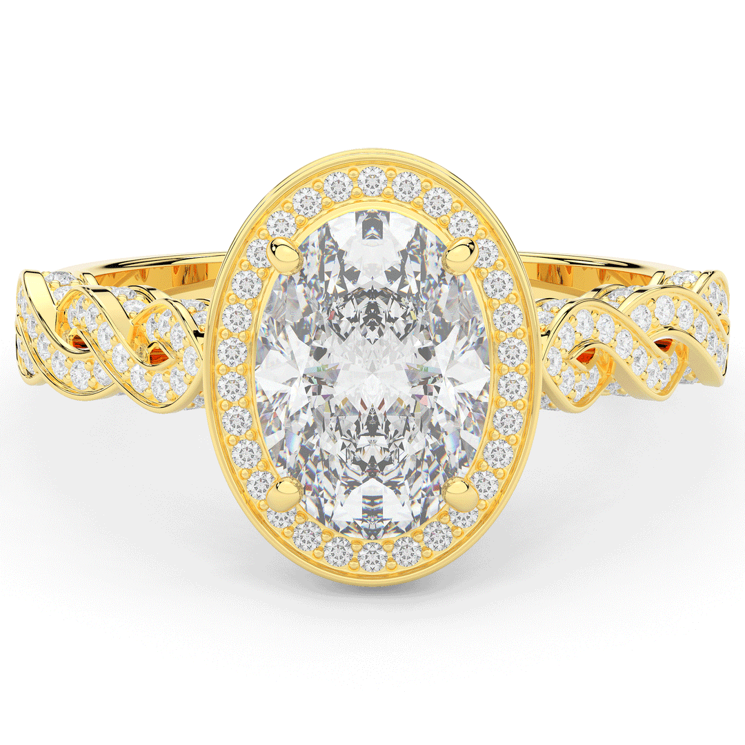 3.10CT.TW OVAL LAB DIAMOND HALO ENGAGEMENT RING - Nazarelle