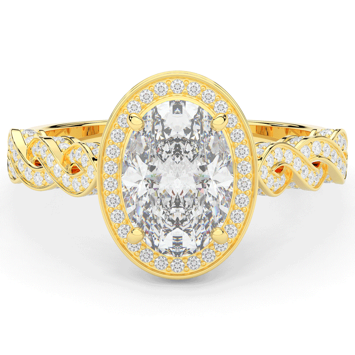 3.10CT.TW OVAL LAB DIAMOND HALO ENGAGEMENT RING - Nazarelle