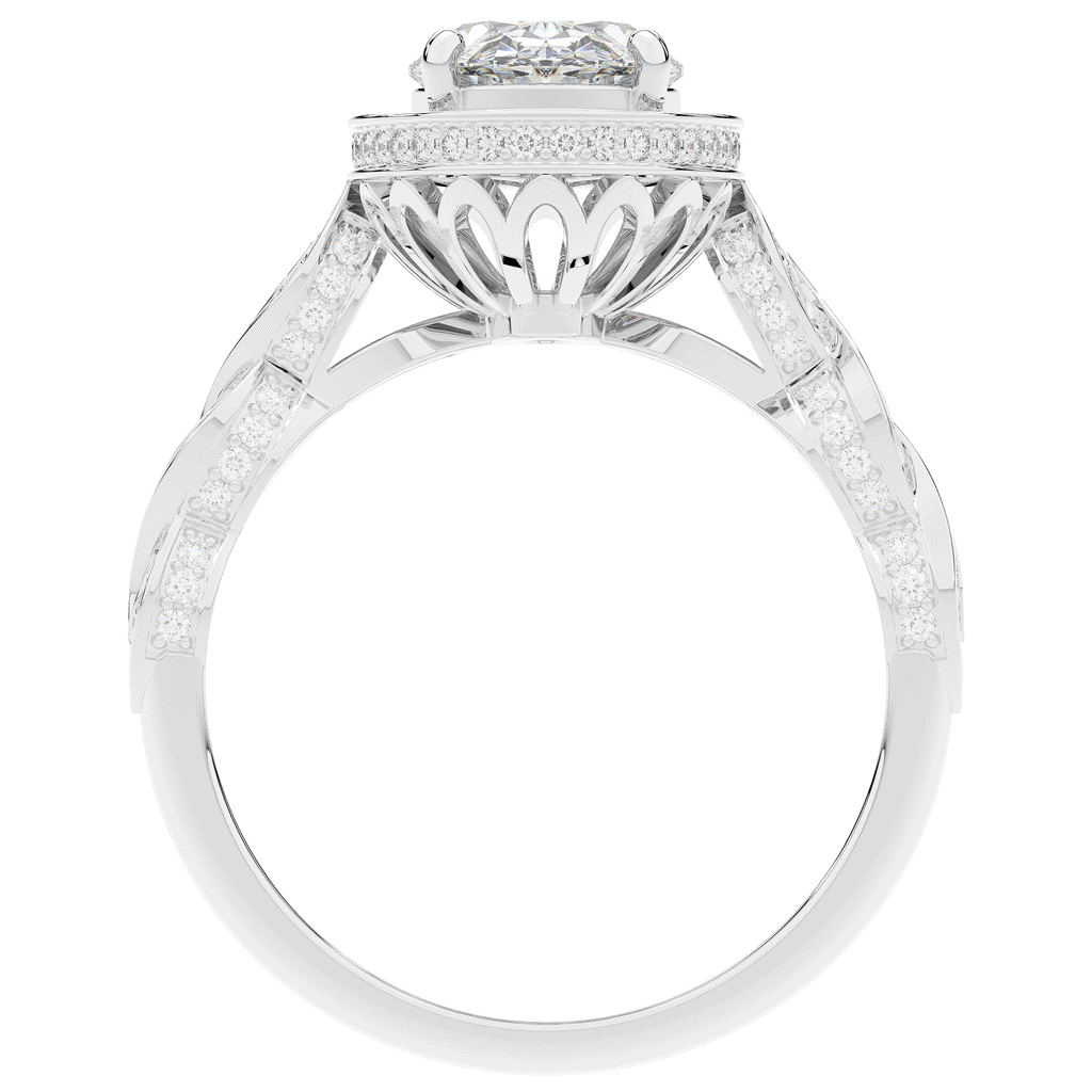 3.10CT.TW OVAL LAB DIAMOND HALO ENGAGEMENT RING - Nazarelle