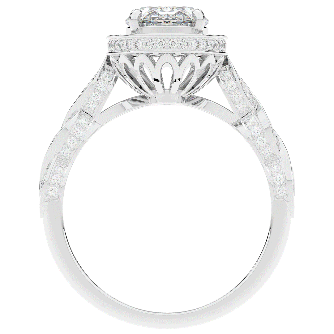 3.10CT.TW OVAL LAB DIAMOND HALO ENGAGEMENT RING - Nazarelle