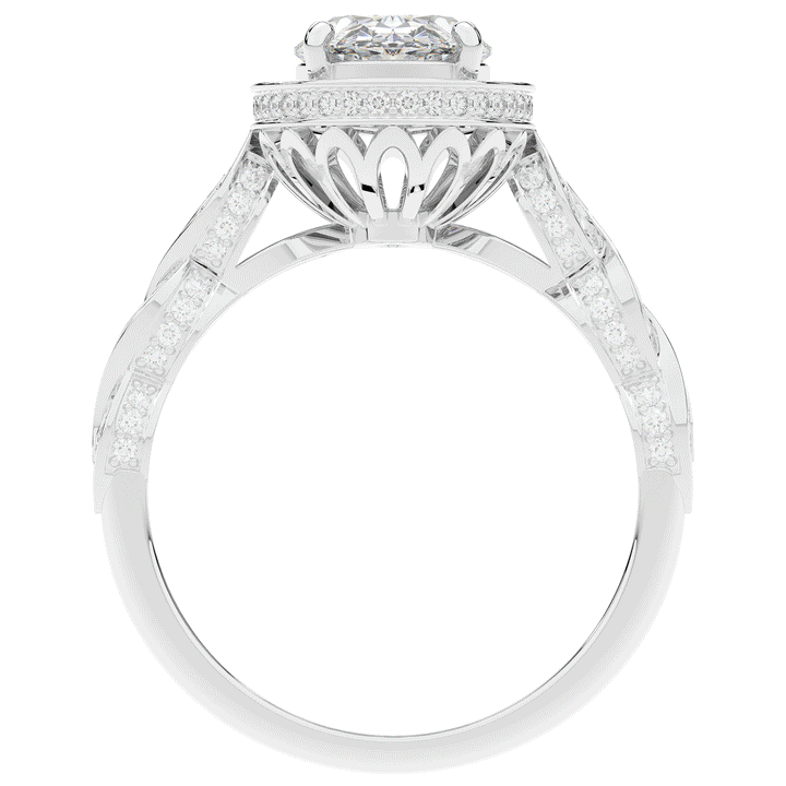 3.10CT.TW OVAL LAB DIAMOND HALO ENGAGEMENT RING - Nazarelle