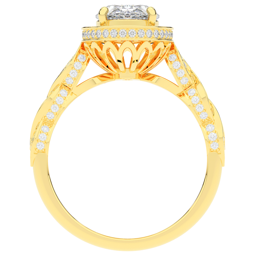 3.10CT.TW OVAL LAB DIAMOND HALO ENGAGEMENT RING - Nazarelle