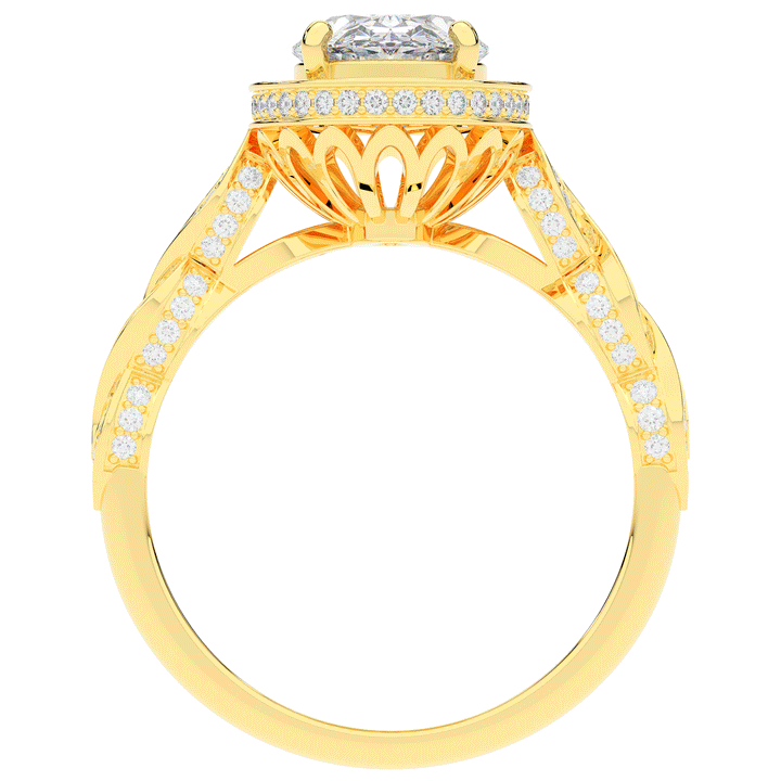 3.10CT.TW OVAL LAB DIAMOND HALO ENGAGEMENT RING - Nazarelle
