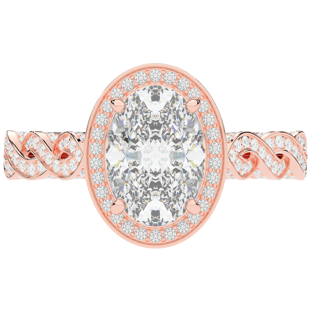 3.10CT.TW OVAL LAB DIAMOND HALO ENGAGEMENT RING - Nazarelle