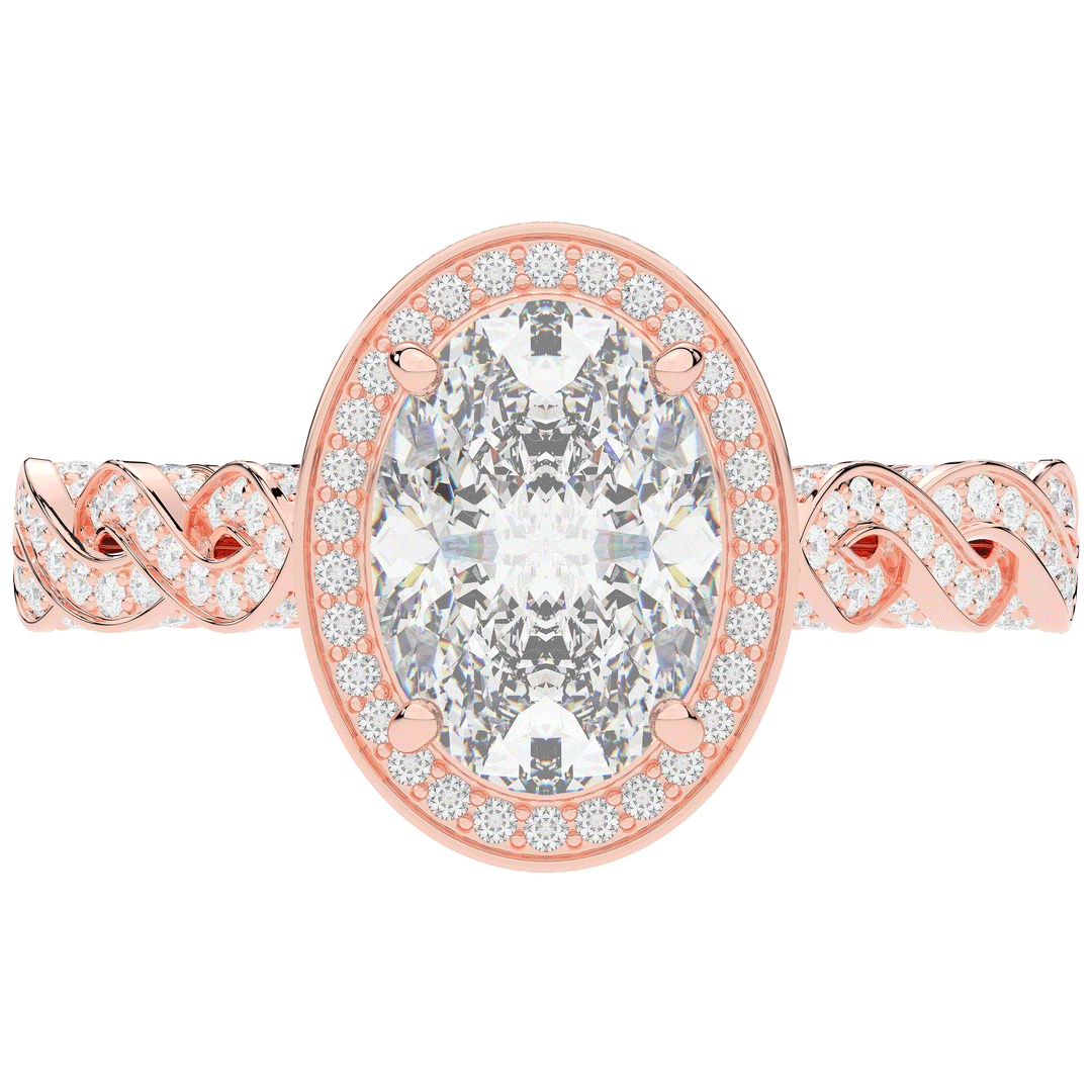 3.10CT.TW OVAL LAB DIAMOND HALO ENGAGEMENT RING - Nazarelle