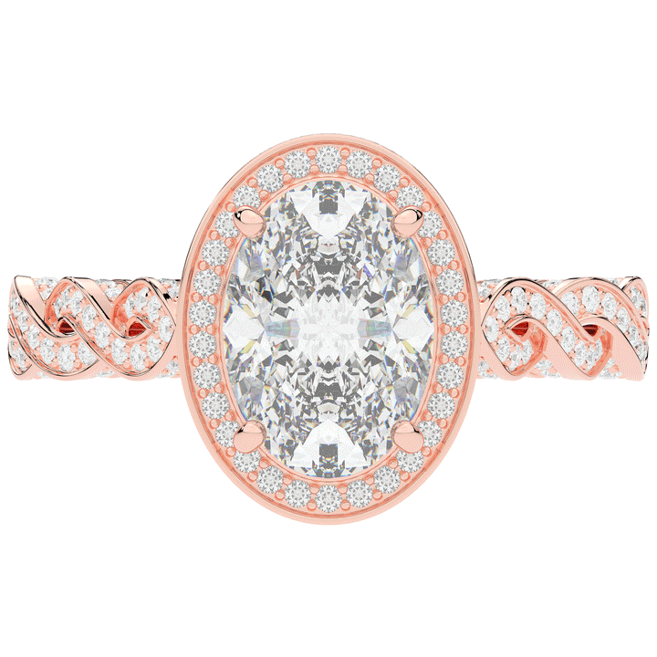 3.10CT.TW OVAL LAB DIAMOND HALO ENGAGEMENT RING - Nazarelle