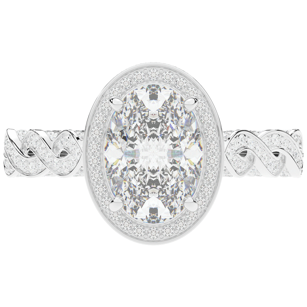 3.10CT.TW OVAL LAB DIAMOND HALO ENGAGEMENT RING - Nazarelle