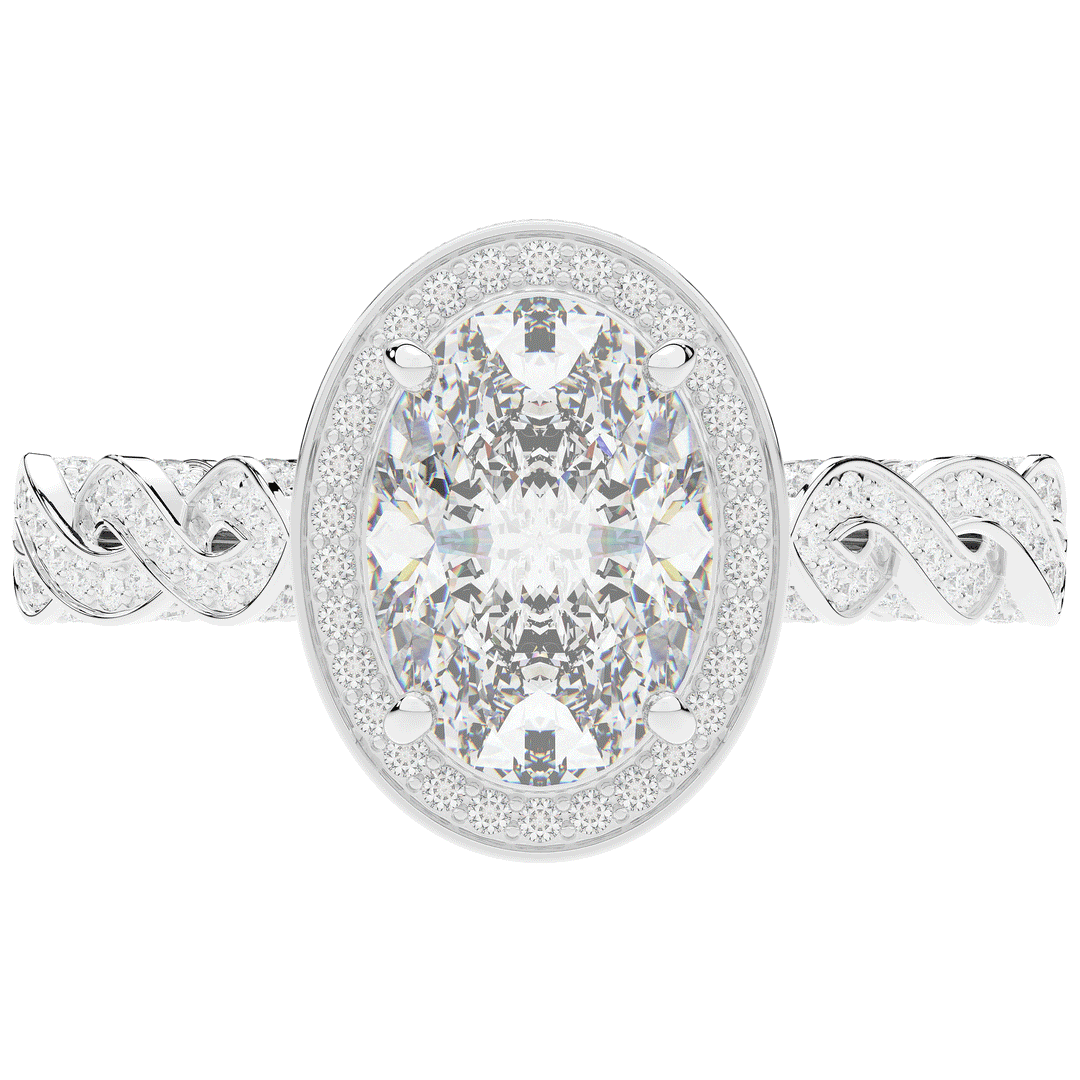 3.10CT.TW OVAL LAB DIAMOND HALO ENGAGEMENT RING - Nazarelle