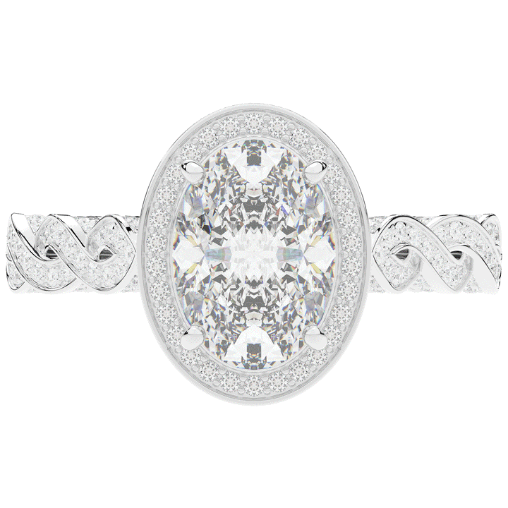 3.10CT.TW OVAL LAB DIAMOND HALO ENGAGEMENT RING - Nazarelle