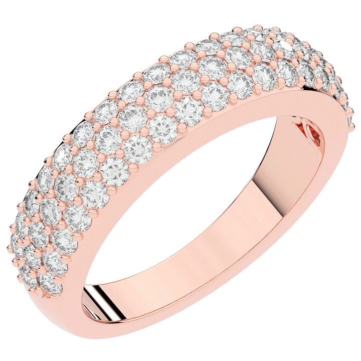 0.90CT.TW ROUND LAB DIAMOND 3 ROW WEDDING BAND - Nazarelle