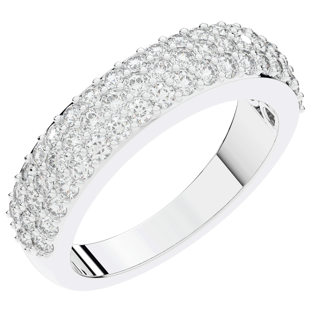 0.90CT.TW ROUND LAB DIAMOND 3 ROW WEDDING BAND - Nazarelle