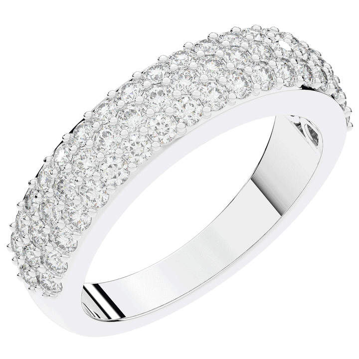 0.90CT.TW ROUND LAB DIAMOND 3 ROW WEDDING BAND - Nazarelle