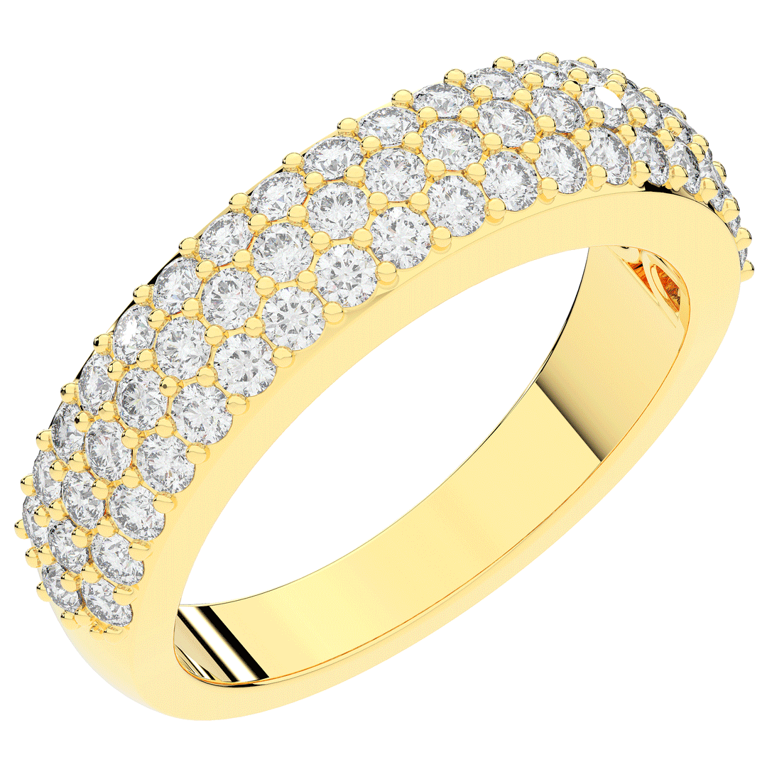 0.90CT.TW ROUND LAB DIAMOND 3 ROW WEDDING BAND - Nazarelle