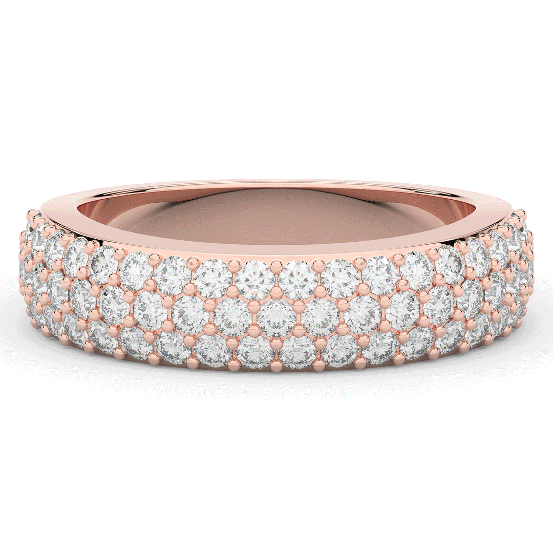 0.90CT.TW ROUND LAB DIAMOND 3 ROW WEDDING BAND - Nazarelle