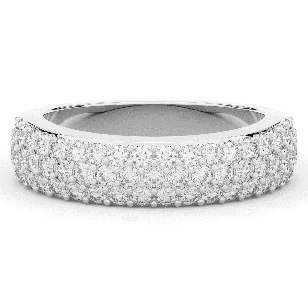 0.90CT.TW ROUND LAB DIAMOND 3 ROW WEDDING BAND - Nazarelle