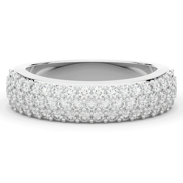 0.90CT.TW ROUND LAB DIAMOND 3 ROW WEDDING BAND - Nazarelle