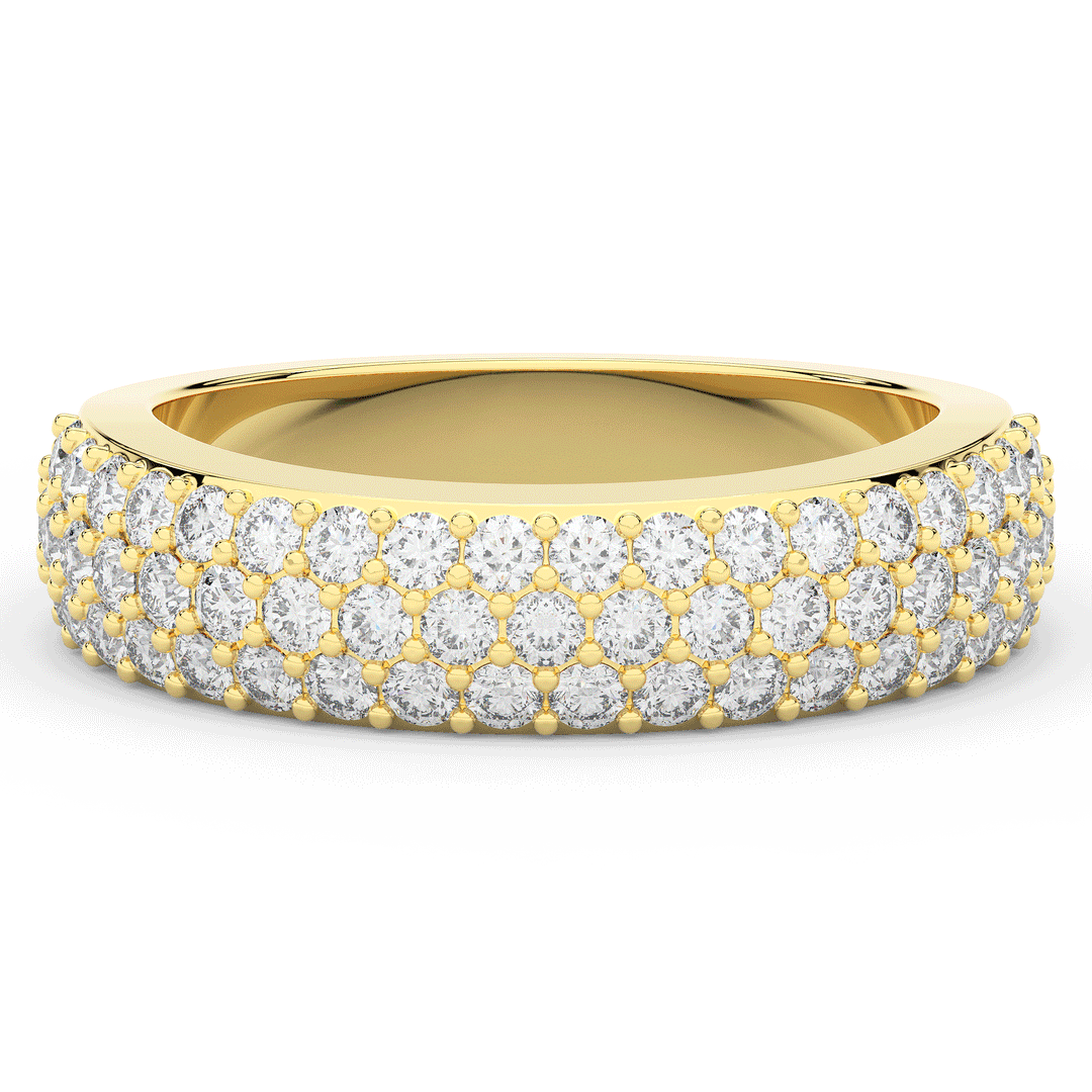 0.90CT.TW ROUND LAB DIAMOND 3 ROW WEDDING BAND - Nazarelle