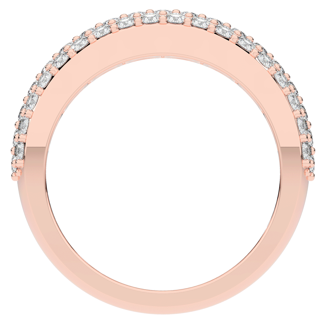 0.90CT.TW ROUND LAB DIAMOND 3 ROW WEDDING BAND - Nazarelle