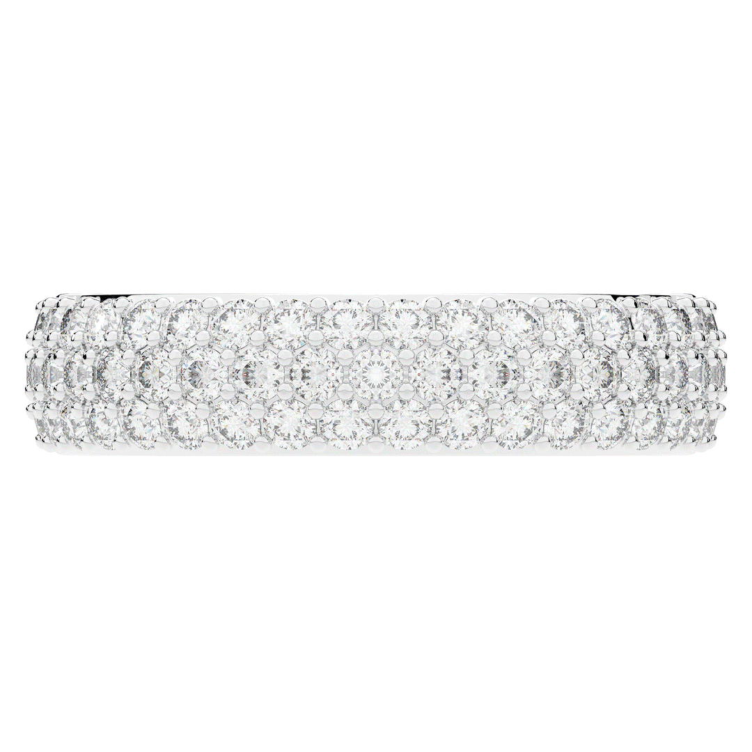 0.90CT.TW ROUND LAB DIAMOND 3 ROW WEDDING BAND - Nazarelle