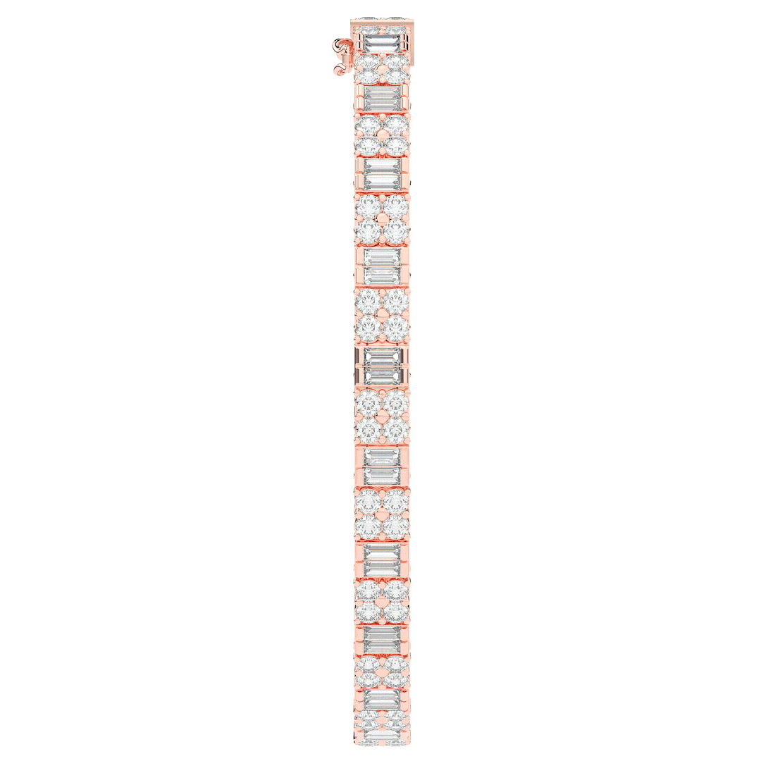 5.75CT.TW ROUND CLUSTER AND BAGUETTE LAB DIAMOND TENNIS BRACELET - Nazarelle