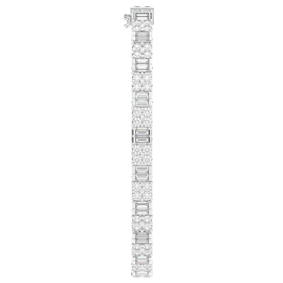 5.75CT.TW ROUND CLUSTER AND BAGUETTE LAB DIAMOND TENNIS BRACELET - Nazarelle