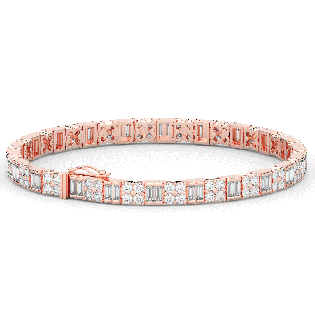 5.75CT.TW ROUND CLUSTER AND BAGUETTE LAB DIAMOND TENNIS BRACELET - Nazarelle