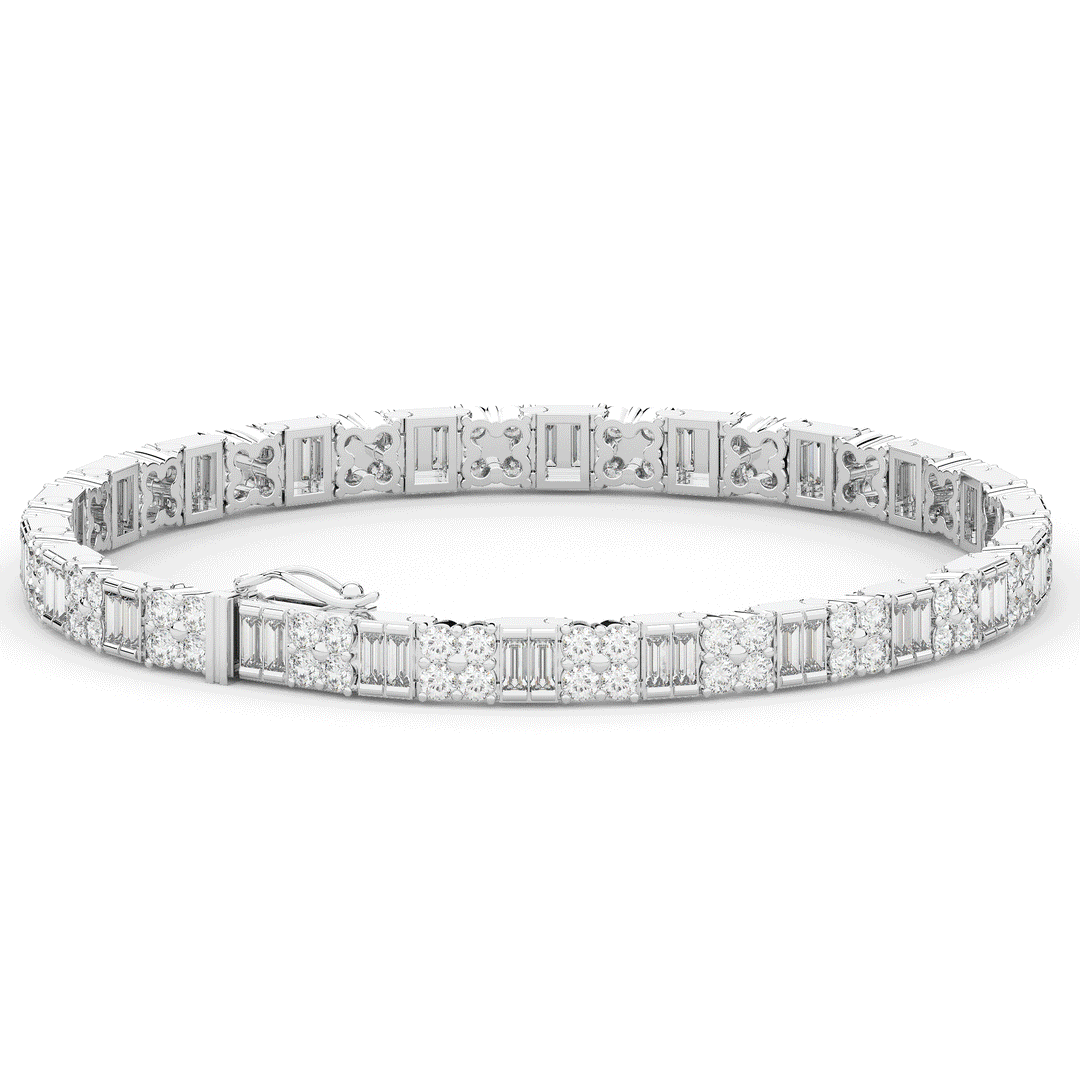 5.75CT.TW ROUND CLUSTER AND BAGUETTE LAB DIAMOND TENNIS BRACELET - Nazarelle