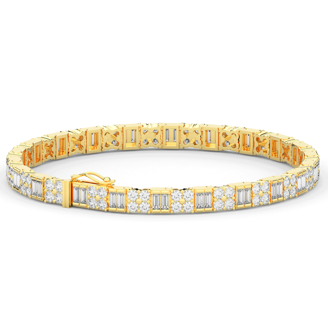 5.75CT.TW ROUND CLUSTER AND BAGUETTE LAB DIAMOND TENNIS BRACELET - Nazarelle