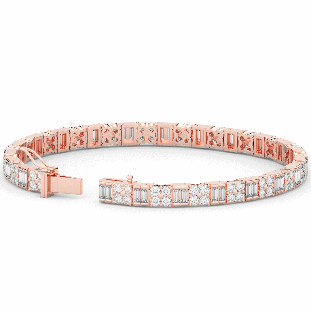5.75CT.TW ROUND CLUSTER AND BAGUETTE LAB DIAMOND TENNIS BRACELET - Nazarelle