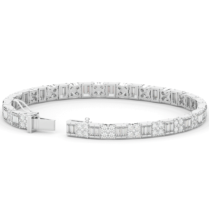 5.75CT.TW ROUND CLUSTER AND BAGUETTE LAB DIAMOND TENNIS BRACELET - Nazarelle