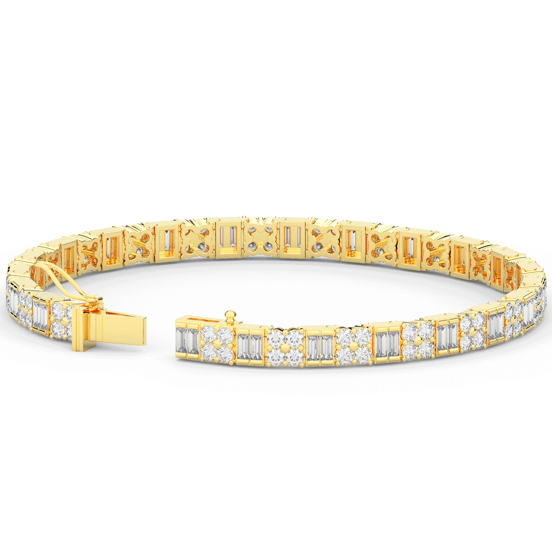 5.75CT.TW ROUND CLUSTER AND BAGUETTE LAB DIAMOND TENNIS BRACELET - Nazarelle