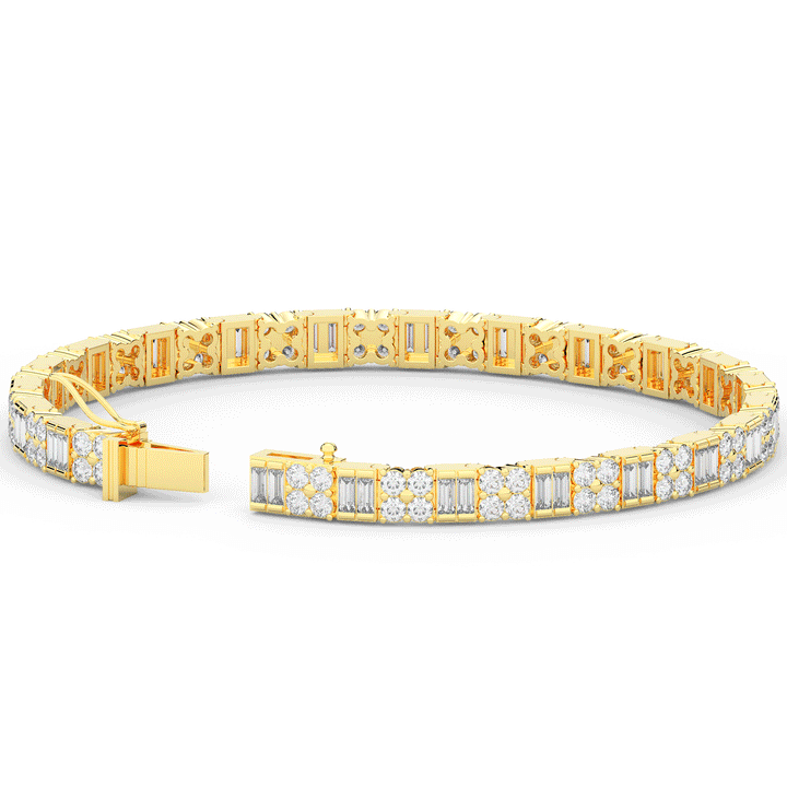 5.75CT.TW ROUND CLUSTER AND BAGUETTE LAB DIAMOND TENNIS BRACELET - Nazarelle