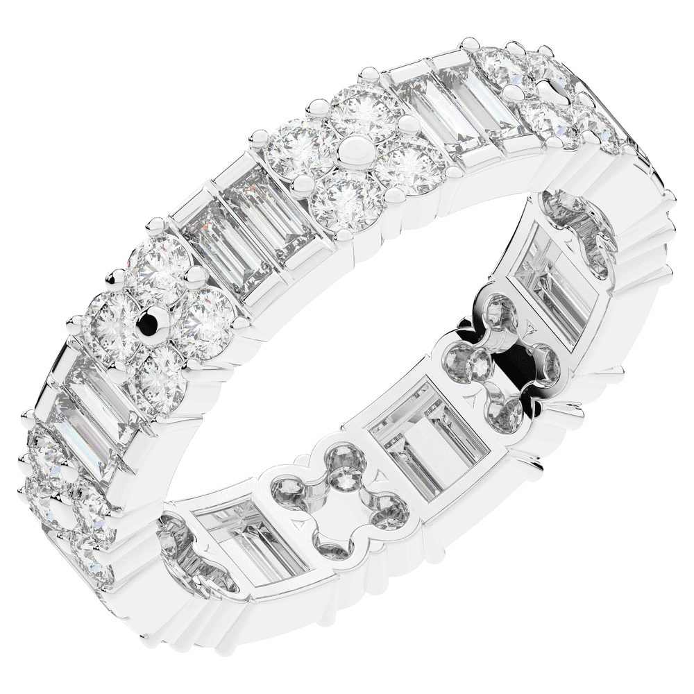 2.00CT.TW BAGUETTE AND ROUND LAB DIAMOND ETERNITY WEDDING BAND - Nazarelle