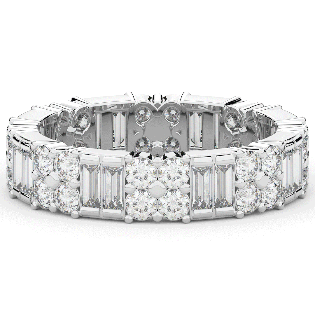 2.00CT.TW BAGUETTE AND ROUND LAB DIAMOND ETERNITY WEDDING BAND - Nazarelle