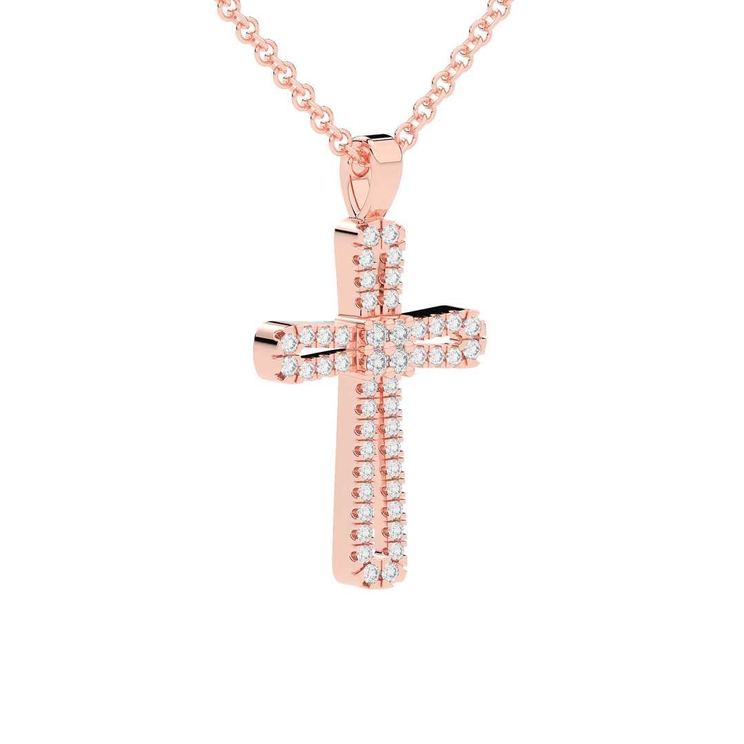 0.20CT.TW ROUND LAB DIAMOND CROSS PENDANT - Nazarelle