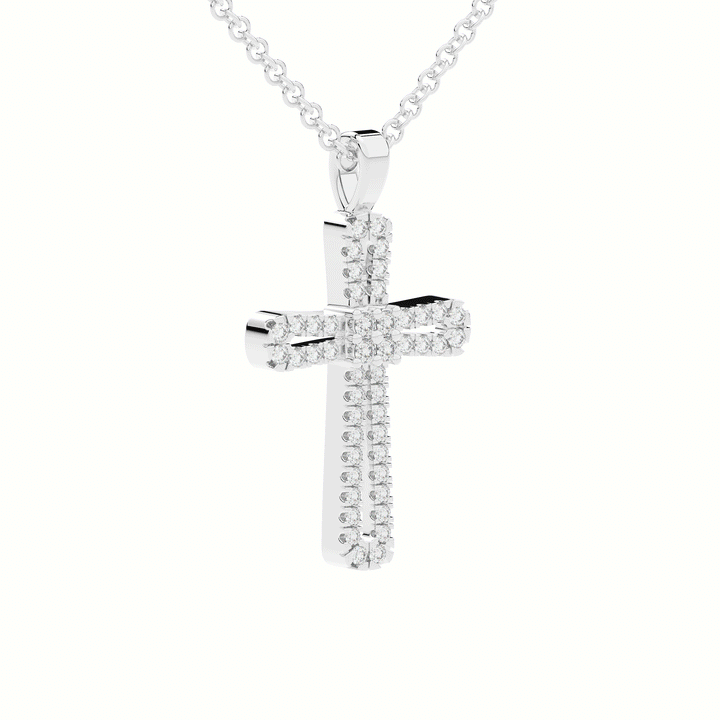 0.20CT.TW ROUND LAB DIAMOND CROSS PENDANT - Nazarelle