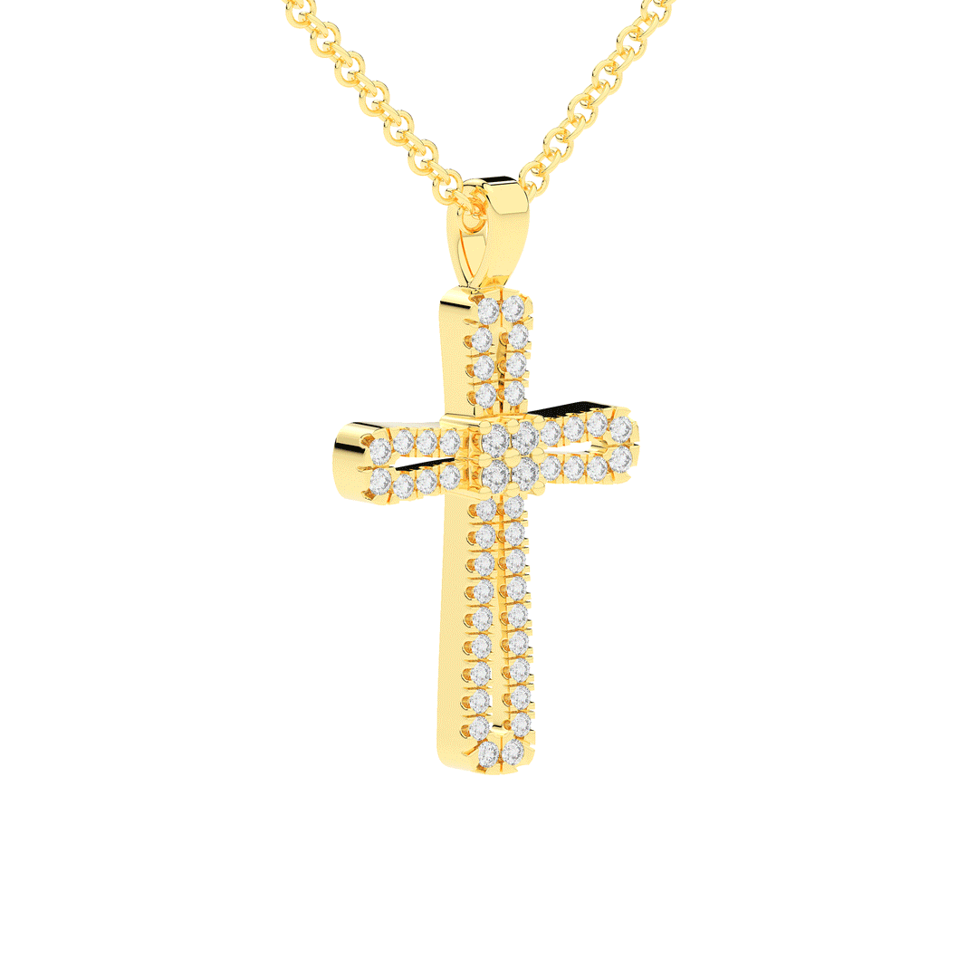 0.20CT.TW ROUND LAB DIAMOND CROSS PENDANT - Nazarelle