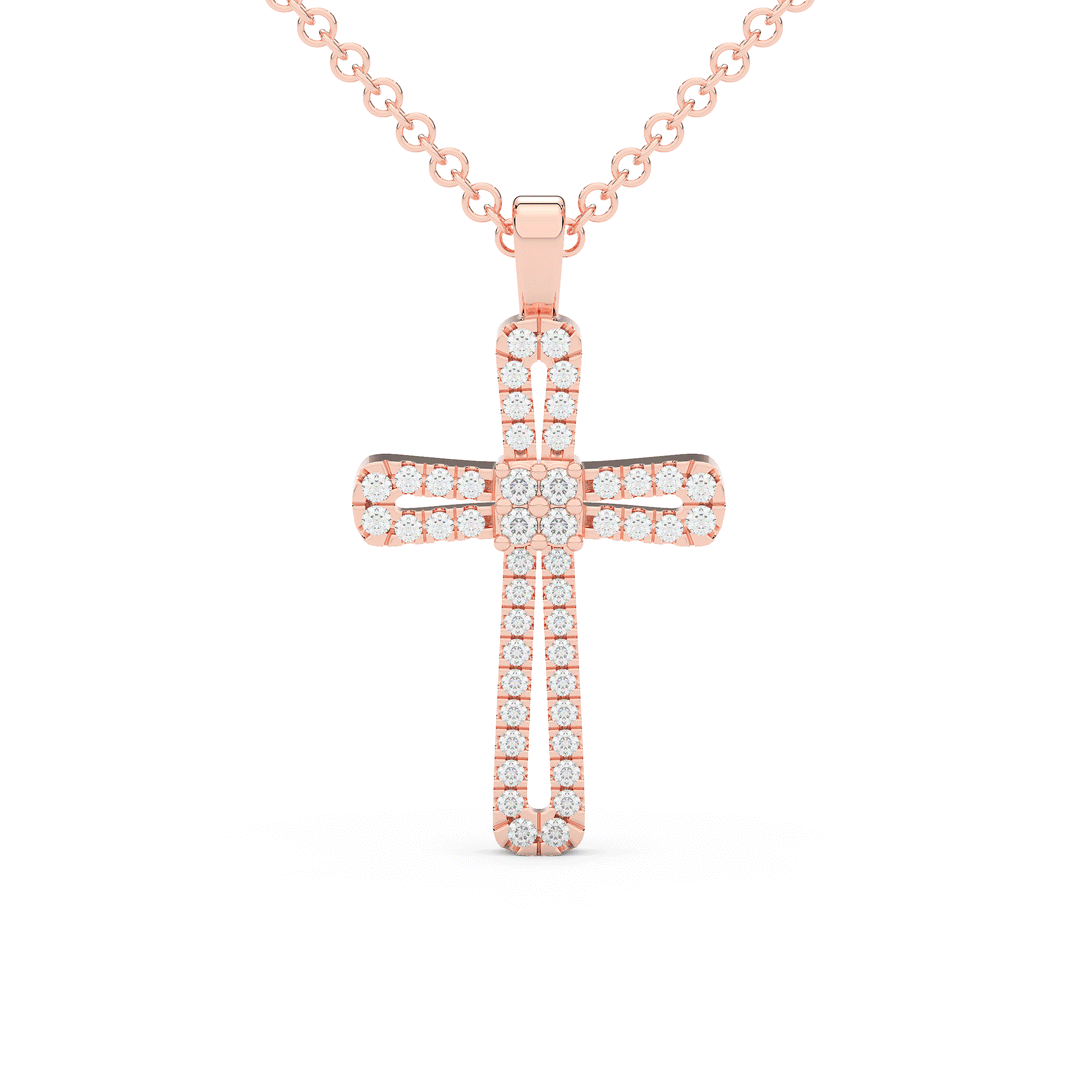 0.20CT.TW ROUND LAB DIAMOND CROSS PENDANT - Nazarelle