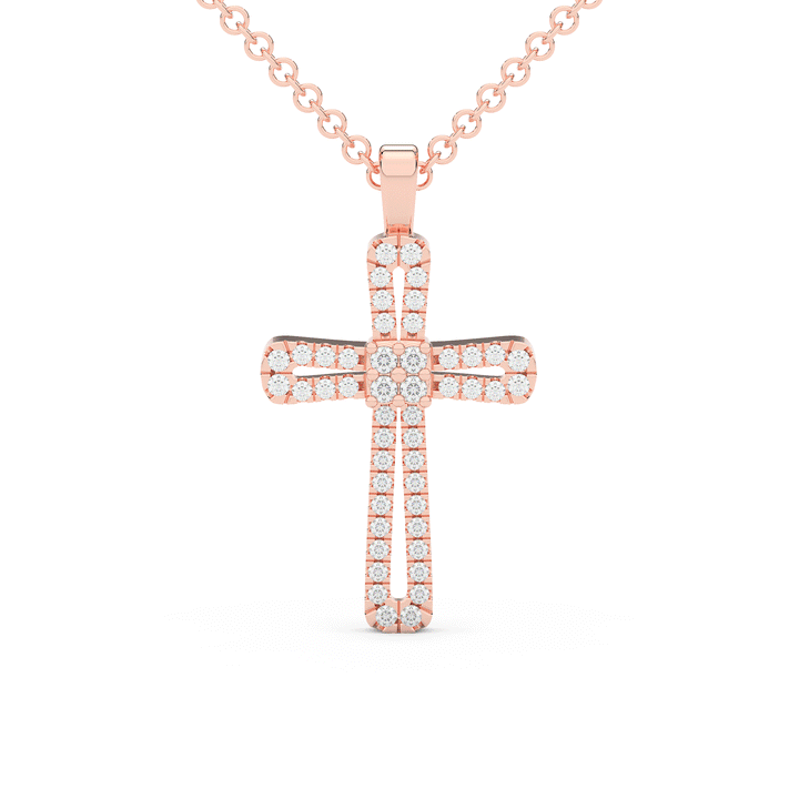 0.20CT.TW ROUND LAB DIAMOND CROSS PENDANT - Nazarelle