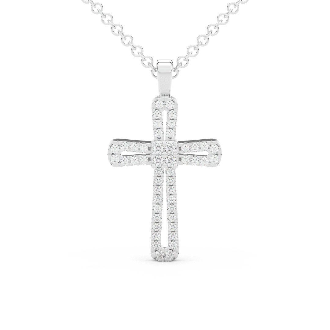 0.20CT.TW ROUND LAB DIAMOND CROSS PENDANT - Nazarelle