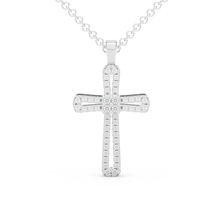 0.20CT.TW ROUND LAB DIAMOND CROSS PENDANT - Nazarelle