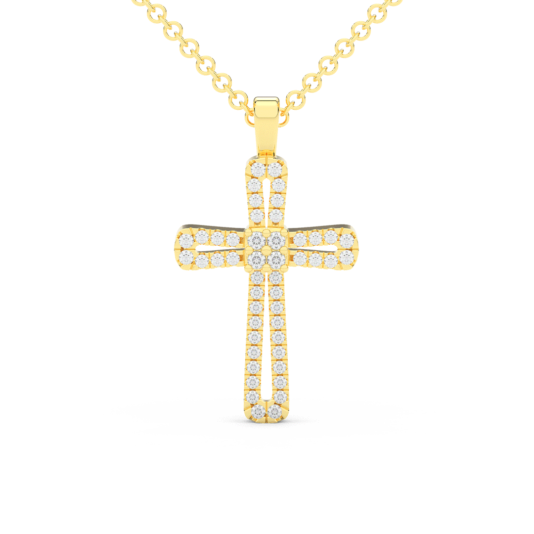 0.20CT.TW ROUND LAB DIAMOND CROSS PENDANT - Nazarelle