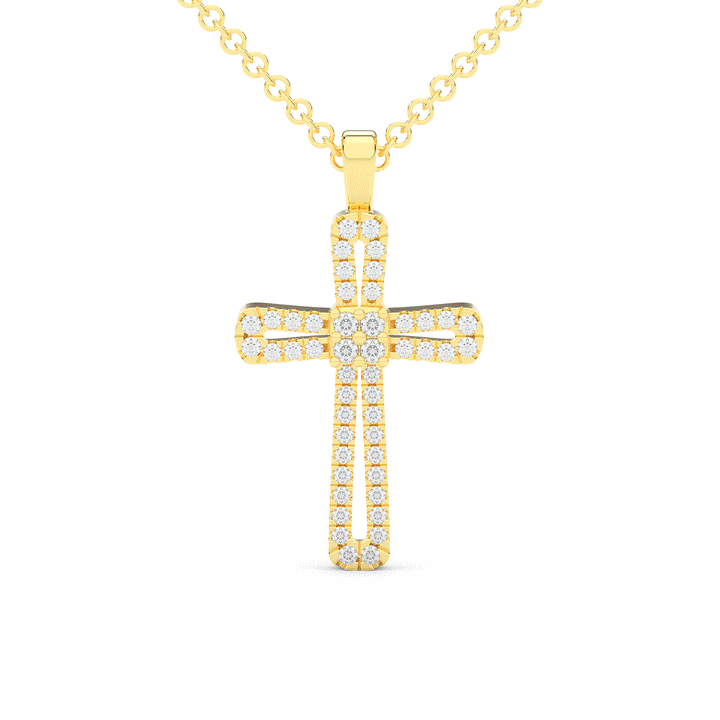 0.20CT.TW ROUND LAB DIAMOND CROSS PENDANT - Nazarelle