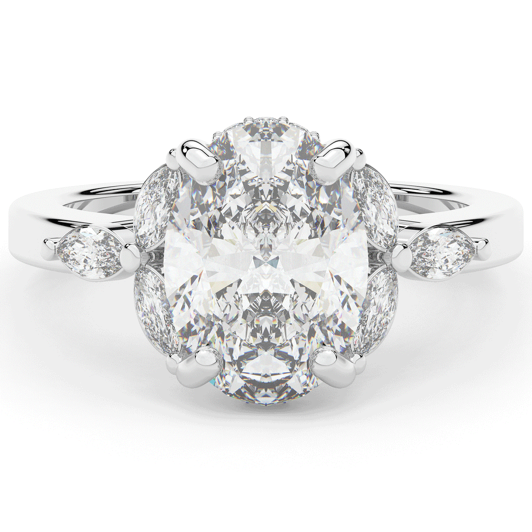 2.85CT.TW OVAL LAB DIAMOND ENGAGEMENT RING - Nazarelle