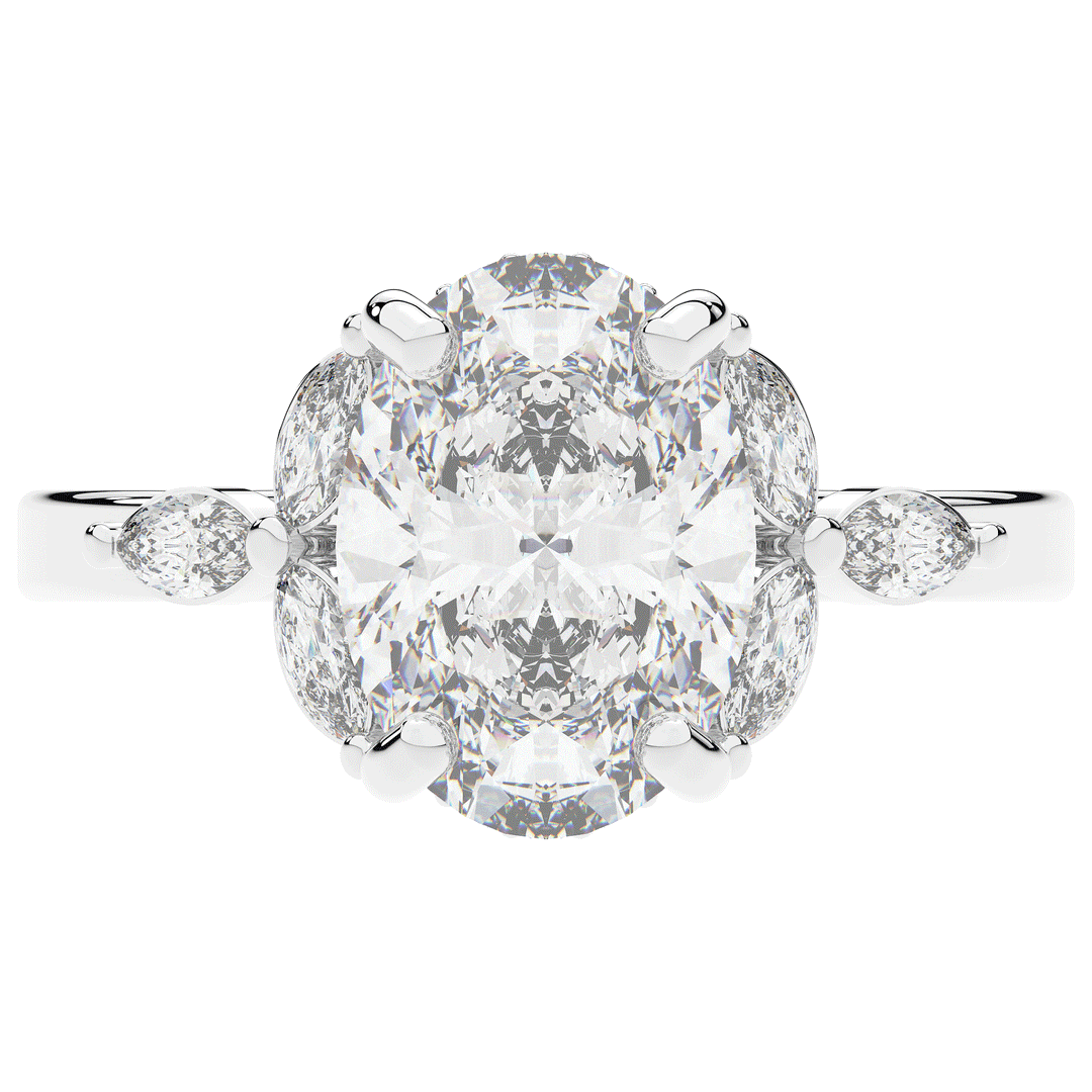 2.85CT.TW OVAL LAB DIAMOND ENGAGEMENT RING - Nazarelle