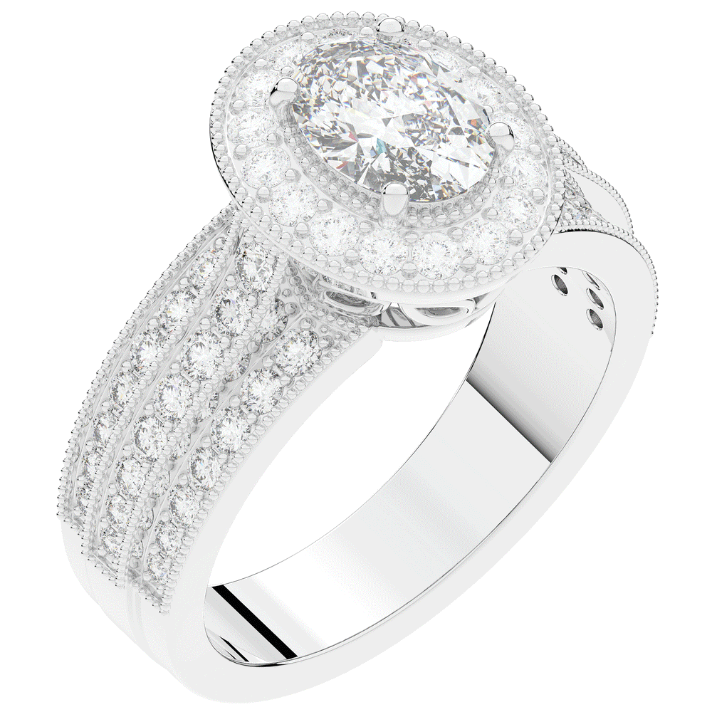 1.80CT.TW OVAL LAB DIAMOND HALO ENGAGEMENT RING - Nazarelle